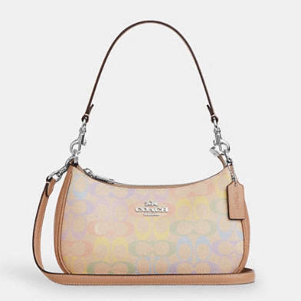 NWT Teri Shoulder Bag In Rainbow Signature Canvas 🌈